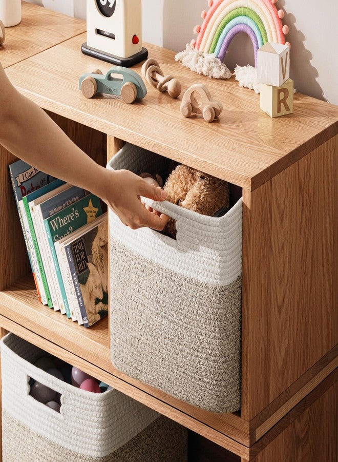 UBBCARE Storage Cubes 11 Inch, Cotton Rope Woven Baskets for Organizing, Cube Storage Bin for Baby Nursery, 2-Pack Square Toy Storage Baskets for Shleves Organizer, Closet, Kidsroom, Brown - Image 4